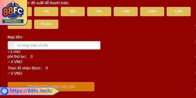 Chi tiết từng bước nạp tiền 88FC an toàn và chính xác